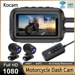 Cámara de salpicadero DVR Dual para motocicleta, WiFi, GPS, frontal y trasera, 1080P