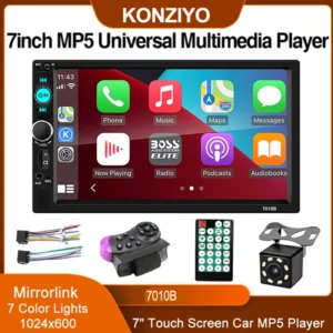 Radio Universal para Auto de 2 Din, Pantalla Táctil de 7 Pulgadas.
